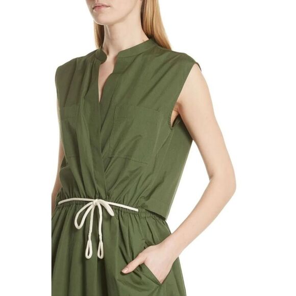 VINCE Cedar Green Rope Belted Cutout Back Utility Midi Dress - Picture 5 of 16